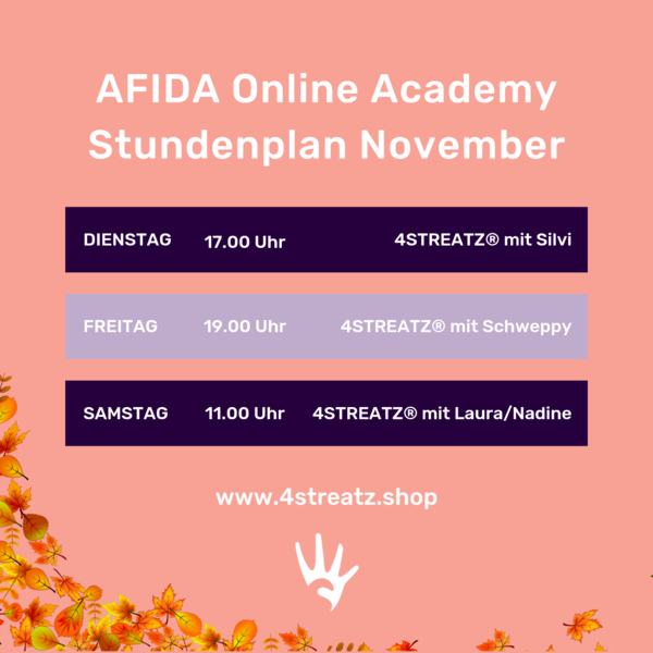 4STREATZ® online academy Kursplan Herbst November 2022
