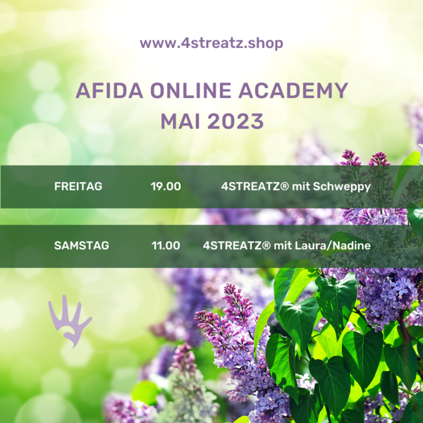 AFIDA 4STREATZ Kurse Kursplan Online Stundenplan Mai 2023